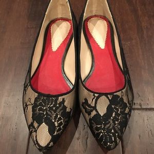BB Dakota Black Lace Ballet Flats Size 8